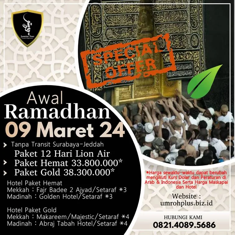 Biaya Umroh Ramadhan Bondowoso Awal Ramadhan Berangkat Dari Surabaya